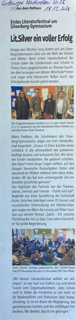 LitSilver ein voller Erfolg, Bedburger Nachrichten Nr. 25, 18.12.2021