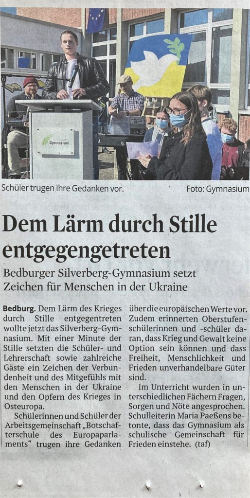 Dem Lärm durch Stille entgegentreten, KStA, 16.03.2022