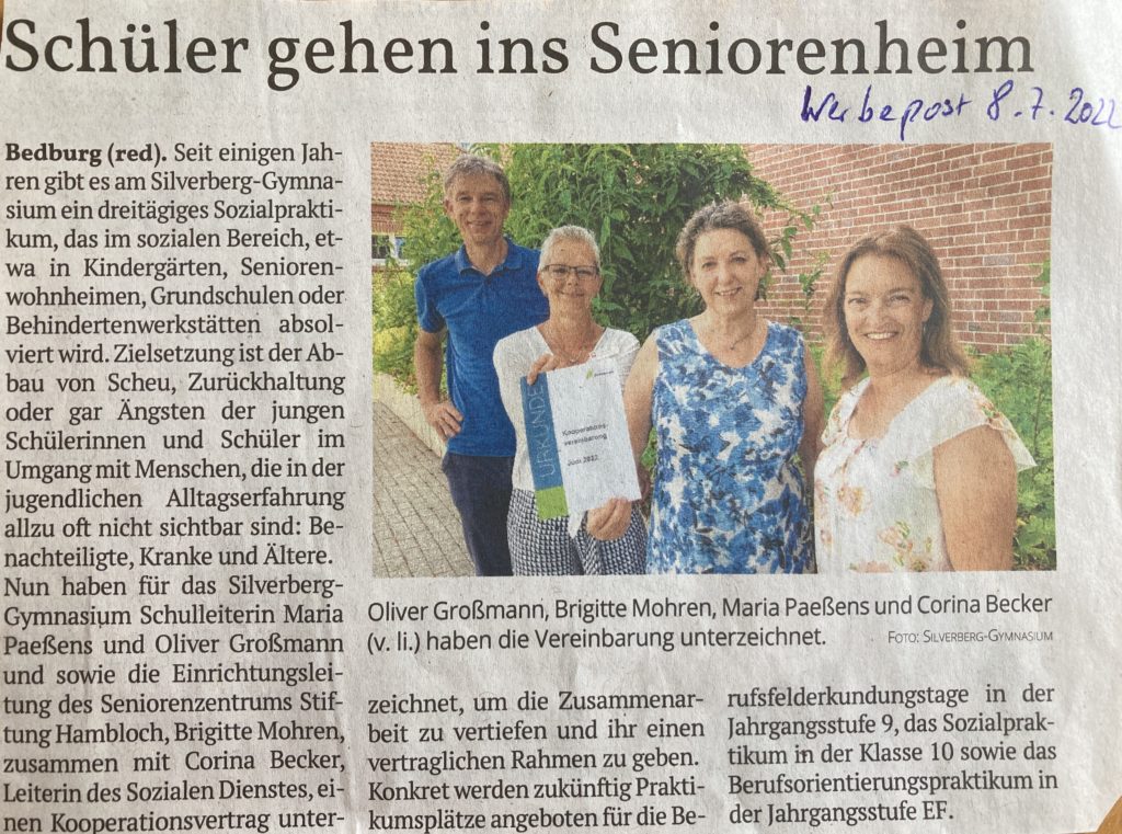 Schüler gehen ins Seniorenheim, Werbepost, 08.07.2022