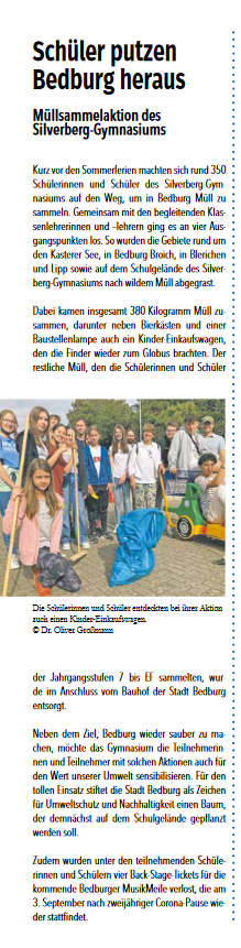 Schüler putzen Bedburg heraus, Bedburger Nachrichten Nr. 13, 02.07.2022